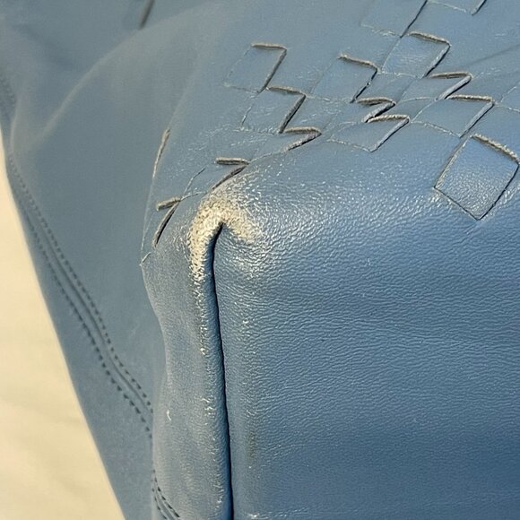 BOTTEGA VENETA Regent Intrecciato Nappa Leather Tote Bag, Blue - Preowned - Picture 8 of 16